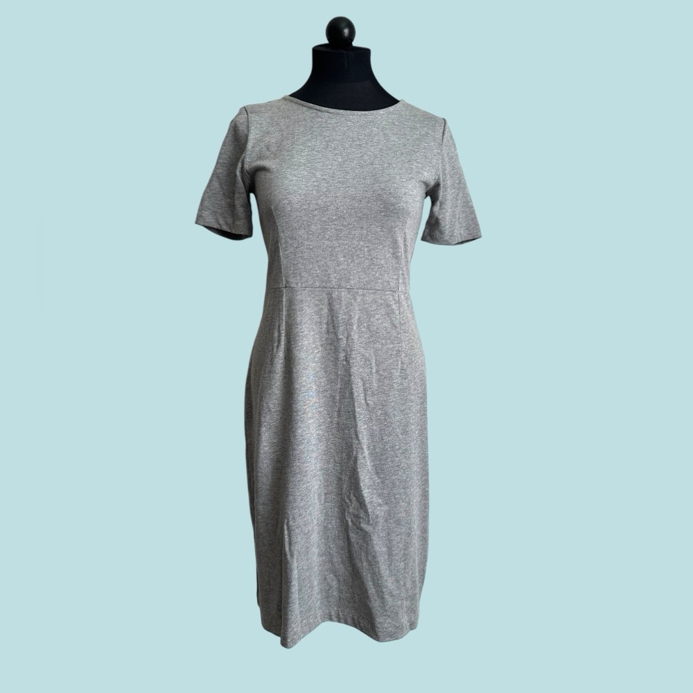 J. Crew Gray Sheath Midi Dress Short Sleeve